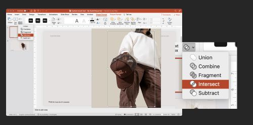 Intersect menu in powerpoint